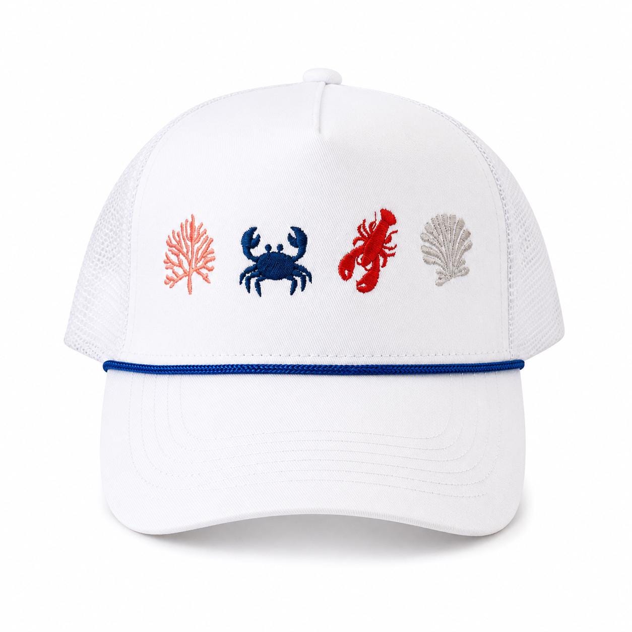 Coastal Snapback – White with Navy Blue