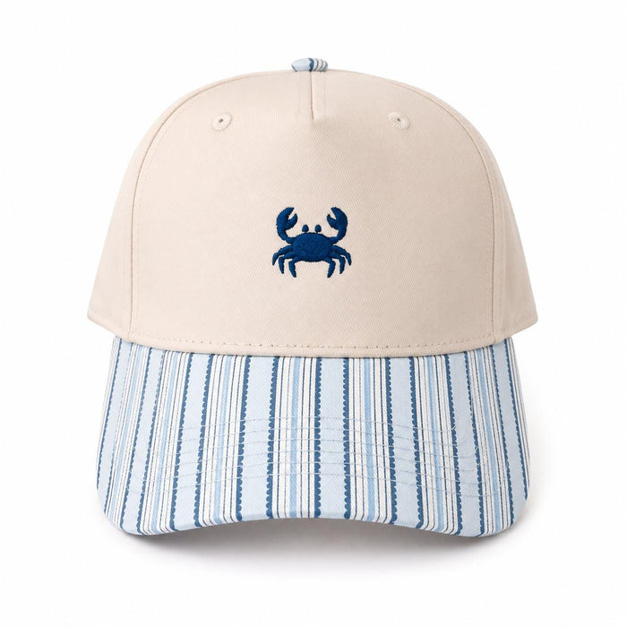 Crabby Snapback – Light Blue Stripes & Tan