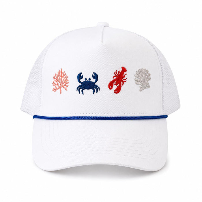 Coastal Snapback – White with Navy Blue